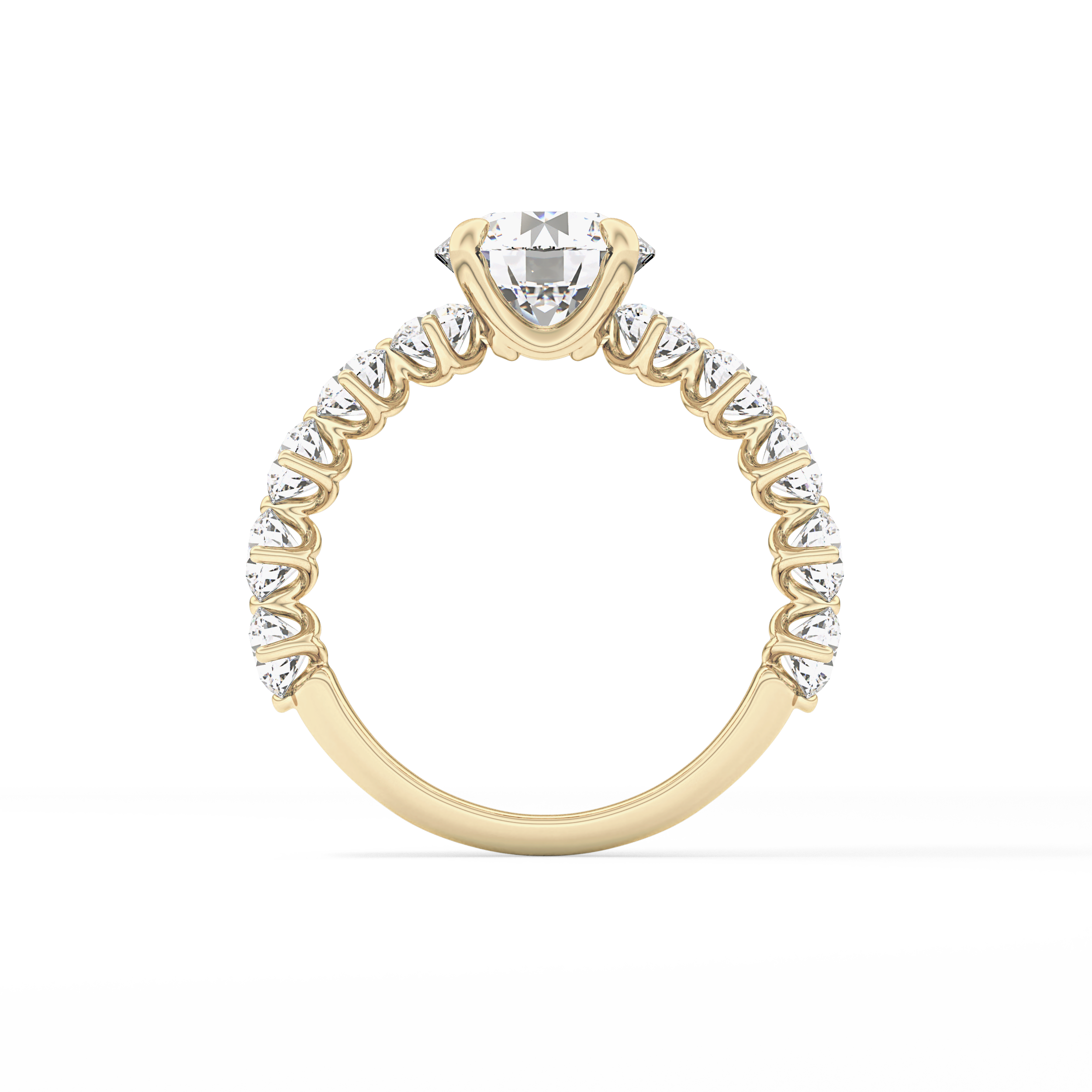 Round Pave Lab Grown Diamond Engagement Ring