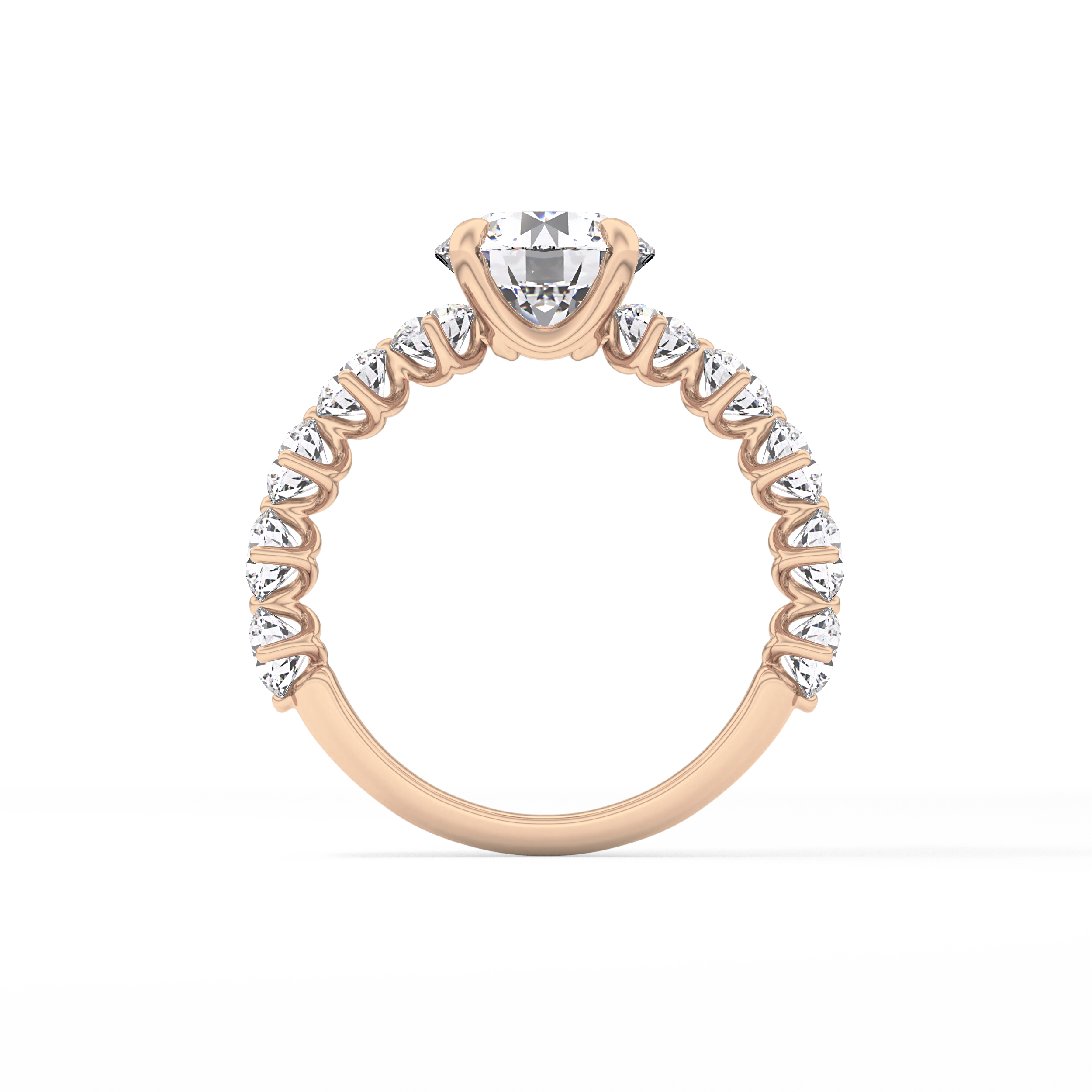 Round Pave Lab Grown Diamond Engagement Ring