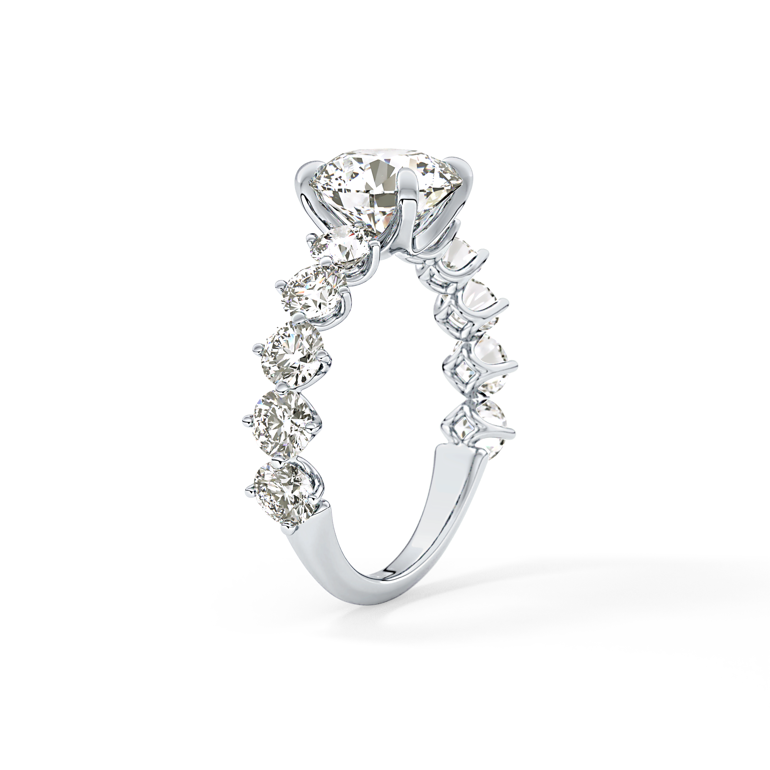 Round Pave Lab Grown Diamond Engagement Ring