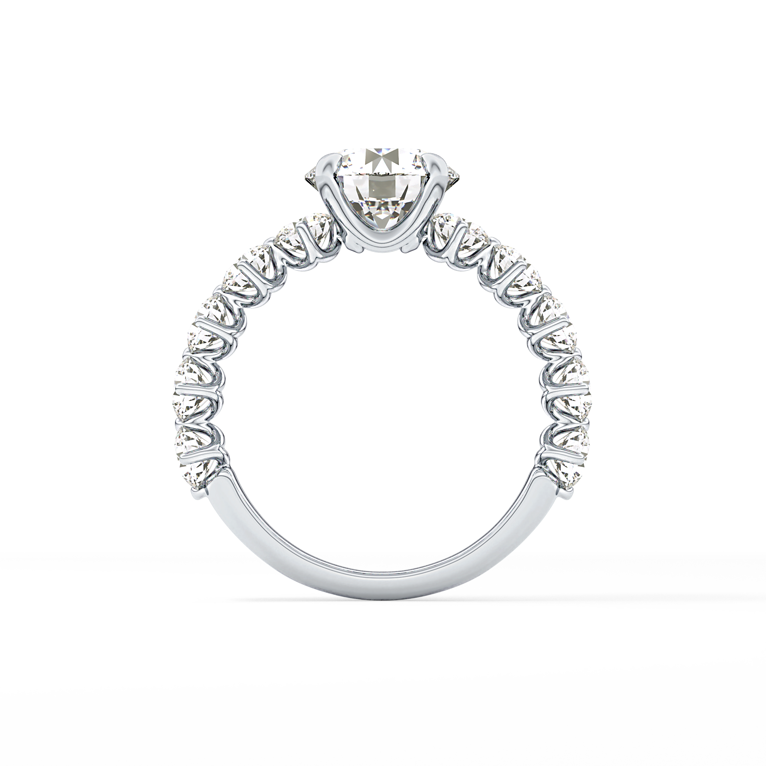 Round Pave Lab Grown Diamond Engagement Ring