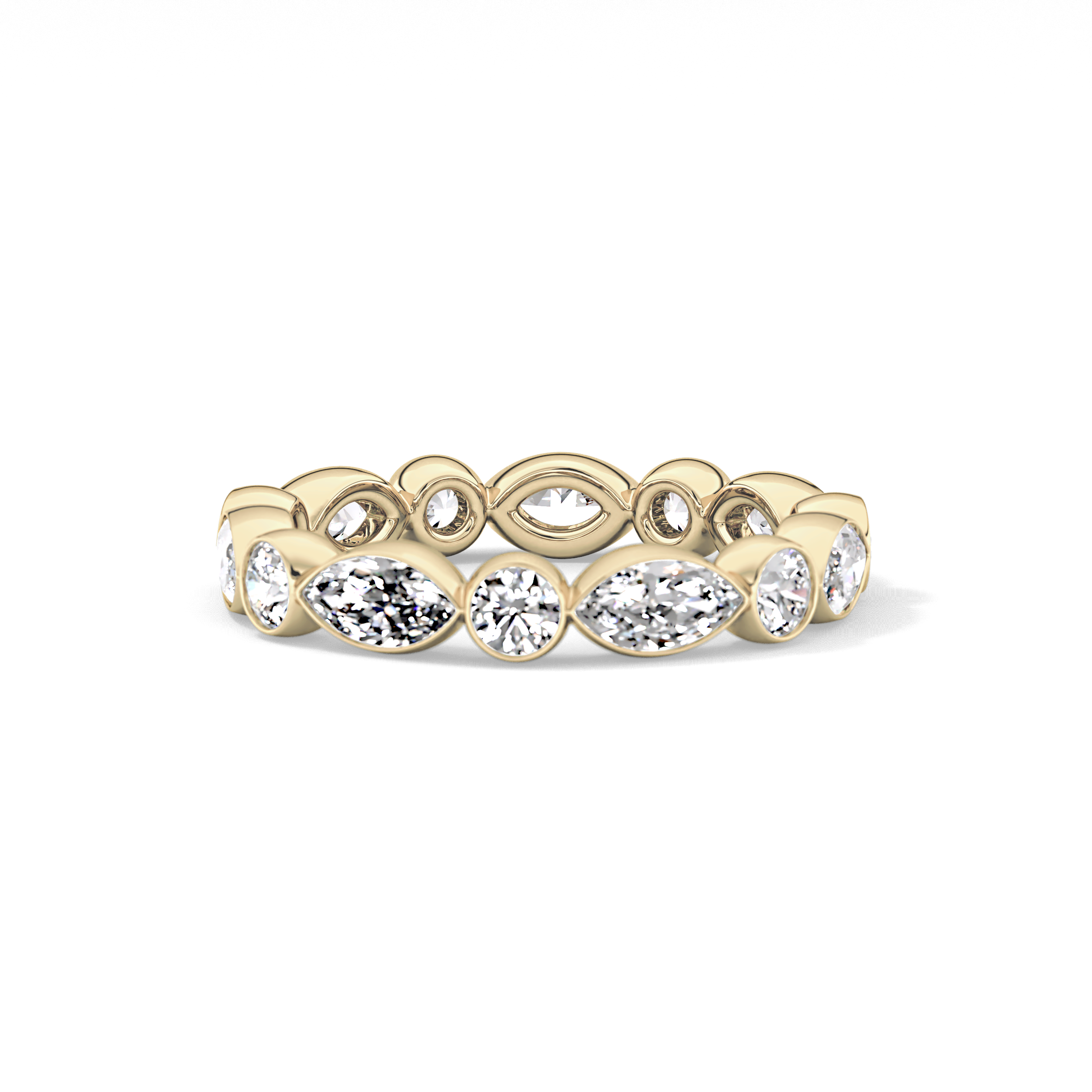 0.98 TCW Round & Marquise  Lab Grown Diamond Wedding Band