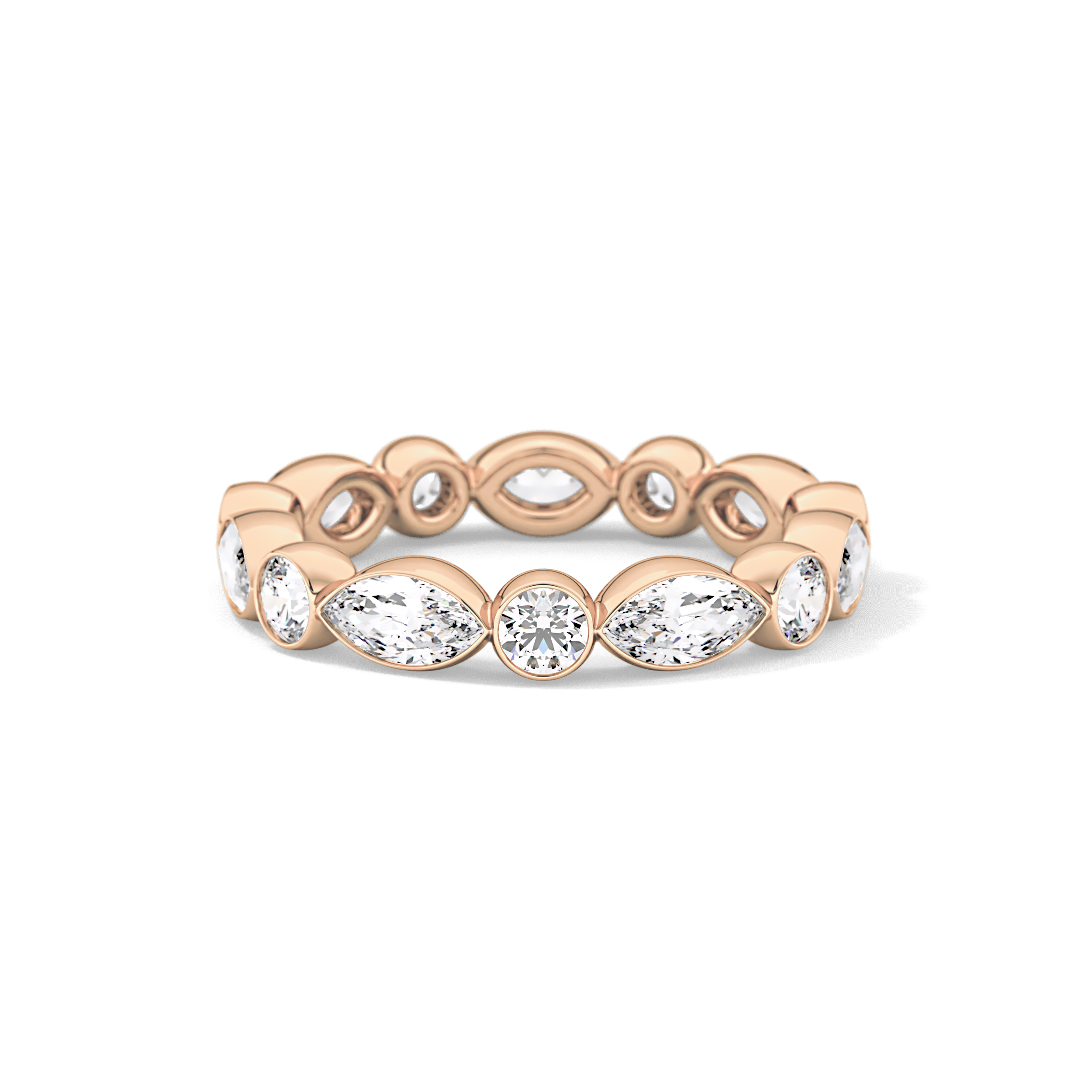 0.98 TCW Round & Marquise  Lab Grown Diamond Wedding Band