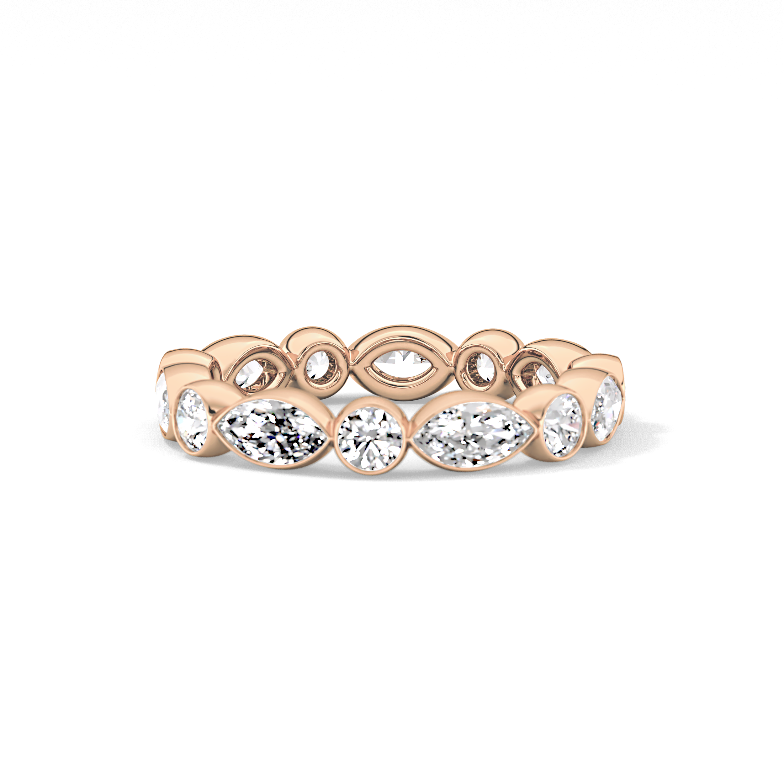 0.98 TCW Round & Marquise  Lab Grown Diamond Wedding Band