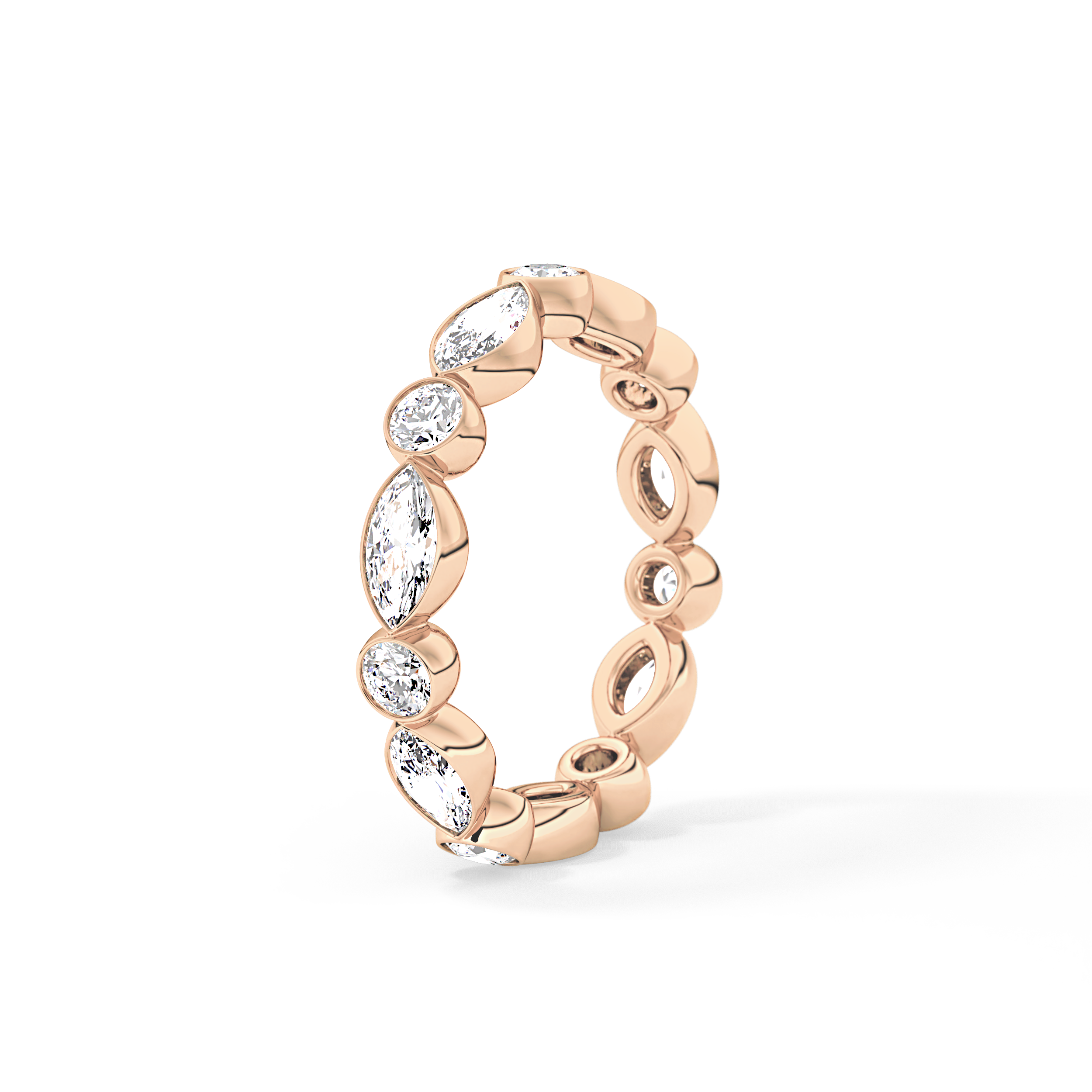 0.98 TCW Round & Marquise  Lab Grown Diamond Wedding Band