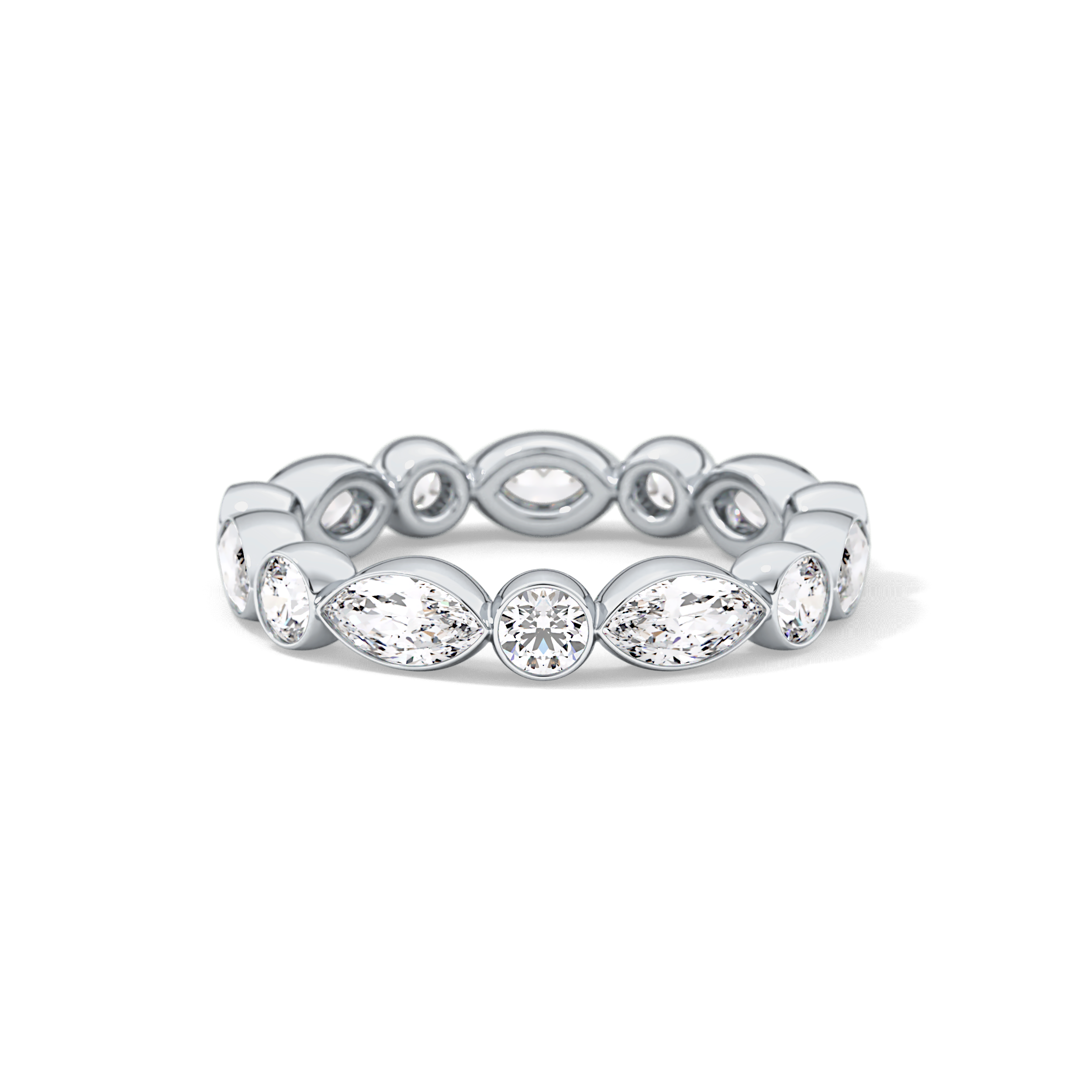 0.98 TCW Round & Marquise  Lab Grown Diamond Wedding Band