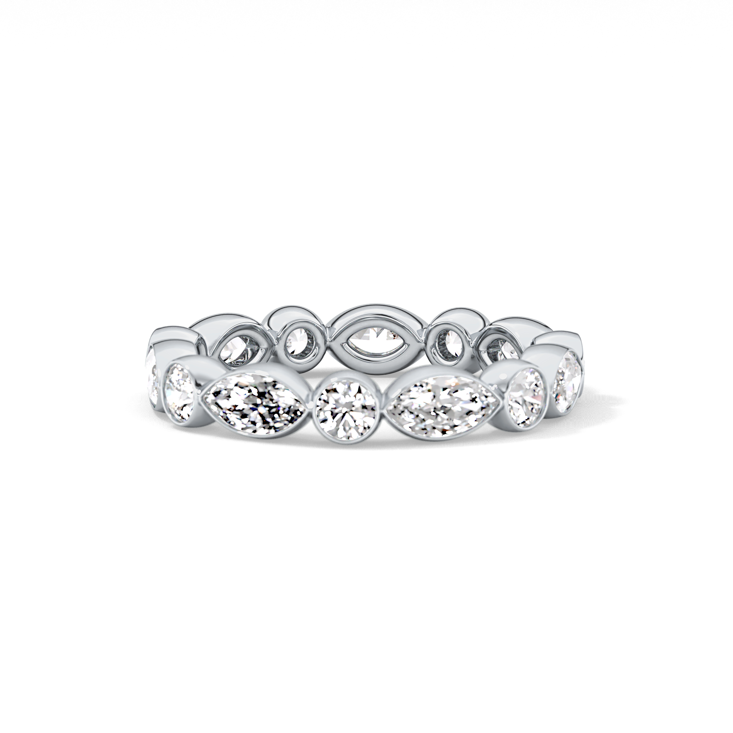 0.98 TCW Round & Marquise  Lab Grown Diamond Wedding Band