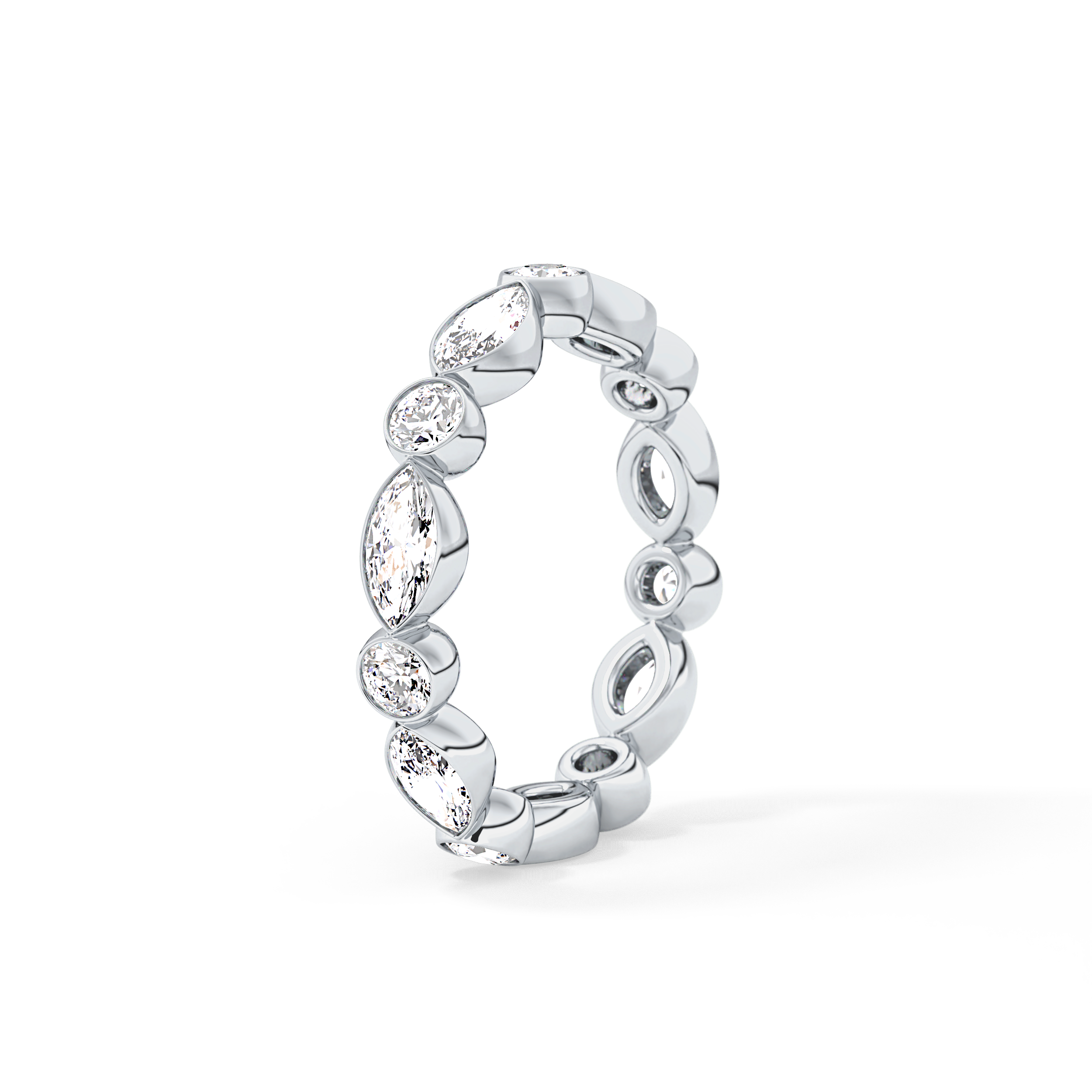 0.98 TCW Round & Marquise  Lab Grown Diamond Wedding Band