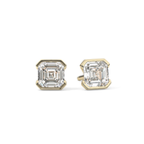 1 TCW Asscher Half Bezel Lab Grown Diamond Stud Earrings