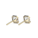 1 TCW Asscher Half Bezel Lab Grown Diamond Stud Earrings