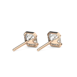 1 TCW Asscher Half Bezel Lab Grown Diamond Stud Earrings