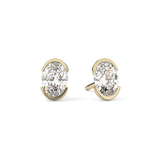 1 TCW Oval Half Bezel Lab Grown Diamond Stud Earrings