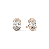 1 TCW Oval Half Bezel Lab Grown Diamond Stud Earrings