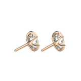 1 TCW Oval Half Bezel Lab Grown Diamond Stud Earrings