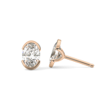 1 TCW Oval Half Bezel Lab Grown Diamond Stud Earrings
