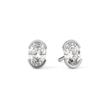 1 TCW Oval Half Bezel Lab Grown Diamond Stud Earrings