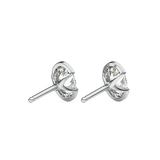 1 TCW Oval Half Bezel Lab Grown Diamond Stud Earrings