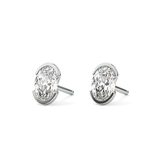1 TCW Oval Half Bezel Lab Grown Diamond Stud Earrings