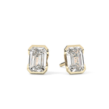 1 TCW Emerald Half Bezel Lab Grown Diamond Stud Earrings