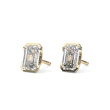 1 TCW Emerald Half Bezel Lab Grown Diamond Stud Earrings