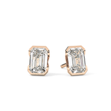1 TCW Emerald Half Bezel Lab Grown Diamond Stud Earrings