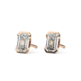 1 TCW Emerald Half Bezel Lab Grown Diamond Stud Earrings