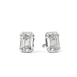 1 TCW Emerald Half Bezel Lab Grown Diamond Stud Earrings