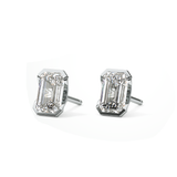 1 TCW Emerald Half Bezel Lab Grown Diamond Stud Earrings