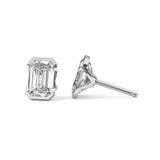 1 TCW Emerald Half Bezel Lab Grown Diamond Stud Earrings