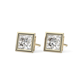 1 TCW Princess Bezel Lab-Grown Diamond Stud Earrings