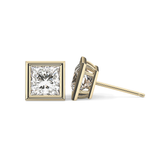 1 TCW Princess Bezel Lab-Grown Diamond Stud Earrings