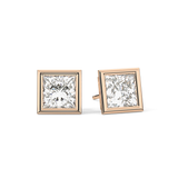 1 TCW Princess Bezel Lab-Grown Diamond Stud Earrings
