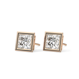 1 TCW Princess Bezel Lab-Grown Diamond Stud Earrings