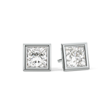 1 TCW Princess Bezel Lab-Grown Diamond Stud Earrings