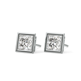 1 TCW Princess Bezel Lab-Grown Diamond Stud Earrings