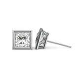 1 TCW Princess Bezel Lab-Grown Diamond Stud Earrings