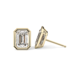 1 TCW Emerald Bezel Lab-Grown Diamond Stud Earrings
