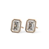 1 TCW Emerald Bezel Lab-Grown Diamond Stud Earrings