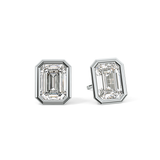 1 TCW Emerald Bezel Lab-Grown Diamond Stud Earrings