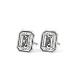 1 TCW Emerald Bezel Lab-Grown Diamond Stud Earrings