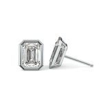 1 TCW Emerald Bezel Lab-Grown Diamond Stud Earrings