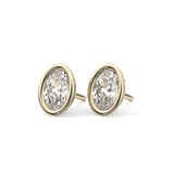 1 TCW Oval Bezel Lab-Grown Diamond Stud Earrings