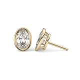 1 TCW Oval Bezel Lab-Grown Diamond Stud Earrings