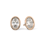 1 TCW Oval Bezel Lab-Grown Diamond Stud Earrings
