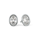 1 TCW Oval Bezel Lab-Grown Diamond Stud Earrings