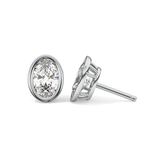 1 TCW Oval Bezel Lab-Grown Diamond Stud Earrings