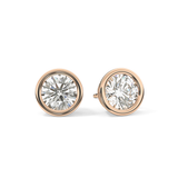 1 TCW Round Bezel Lab-Grown Diamond Stud Earrings