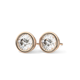 1 TCW Round Bezel Lab-Grown Diamond Stud Earrings
