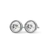 1 TCW Round Bezel Lab-Grown Diamond Stud Earrings