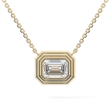 2 CT Emerald Lab-Grown Diamond Solitaire & Bezel Necklace