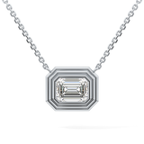 2 CT Emerald Lab-Grown Diamond Solitaire & Bezel Necklace